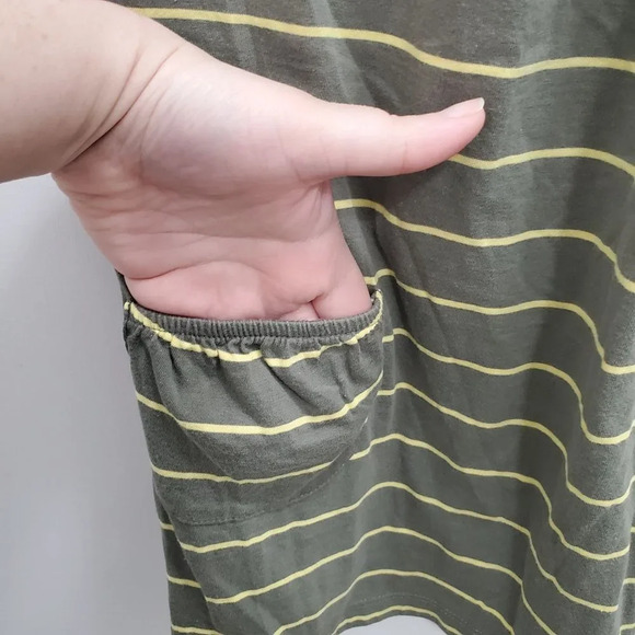 Joe Fresh Women's Olive & Yellow Stripe‎ Sleeveless Pocket Tank Top Size S - Picture 2 of 4